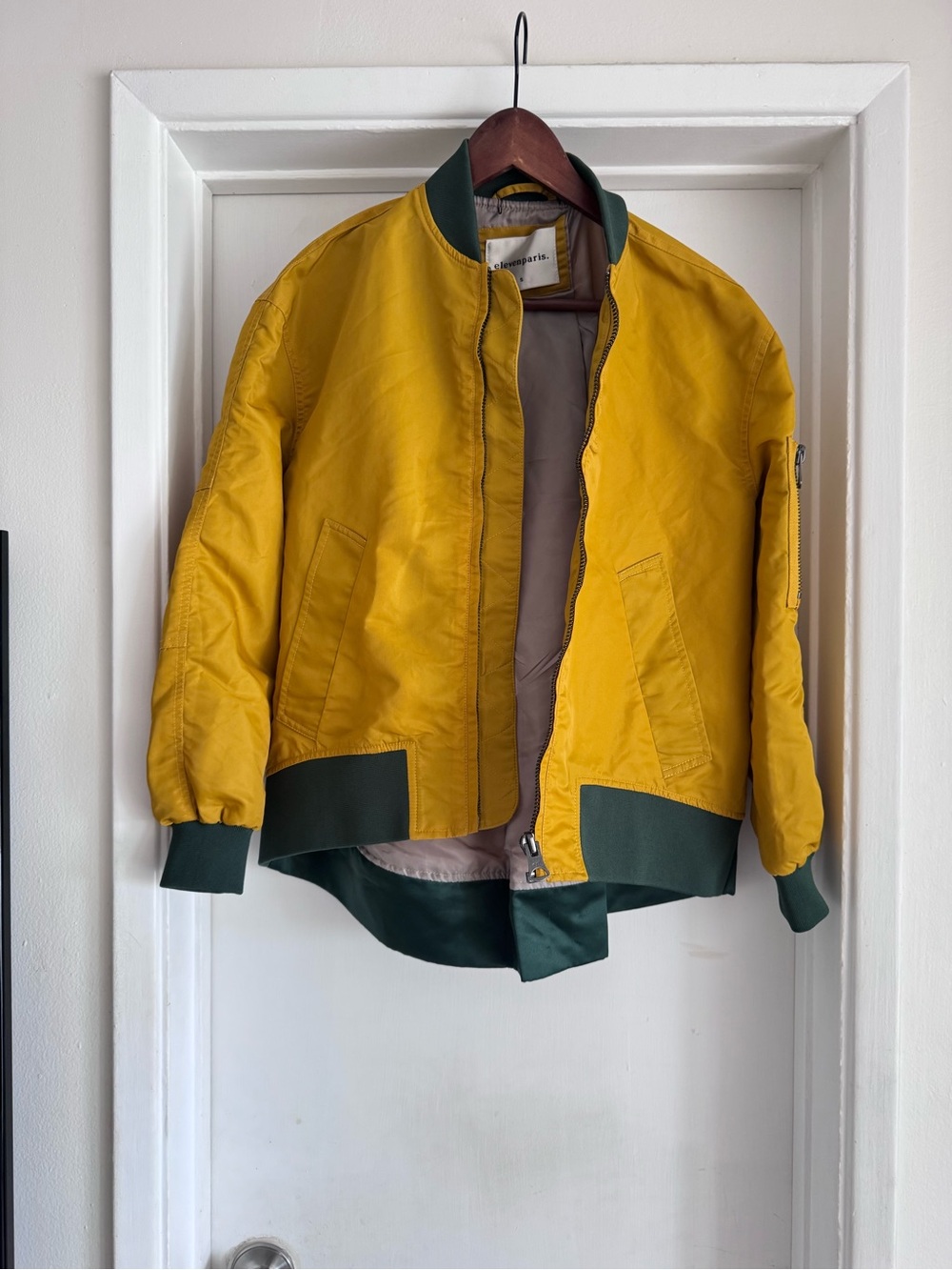 Eleven Paris Yellow Bomber Jacket with Green Trim